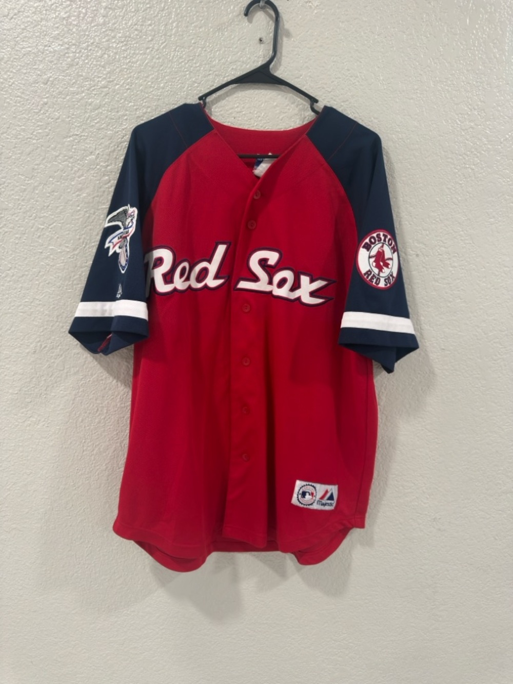 Majestic Red & Navy 'Red Sox' Button-Front Jersey papelbon